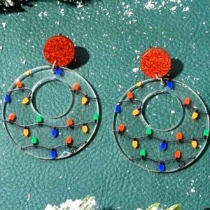 Christmas lights acrylic earrings post back nwt